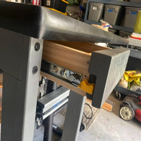 Heavy Duty 12 Inch Drawer Slides with Locking Full Extension Ball Bearing Glides installed on wooden drawer
