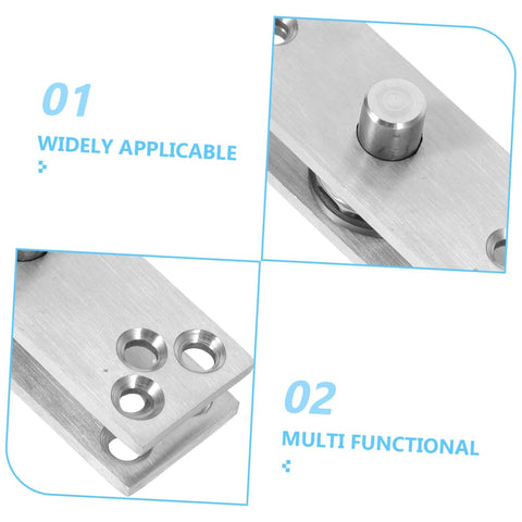 Close-up of Beefy Heavy Duty 360 Degree Rotation Stainless Steel Concealed Door Pivot Hinge For Cabinets And Bookcases Hidden Door Hardware, showing mounting holes and pivot mechanism.