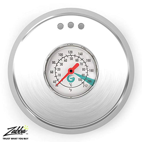 Top view of a thermometer on Gooseneck Kettle With Thermometer 34oz Stainless Steel Pour Over Coffee Maker And Tea Kettle.