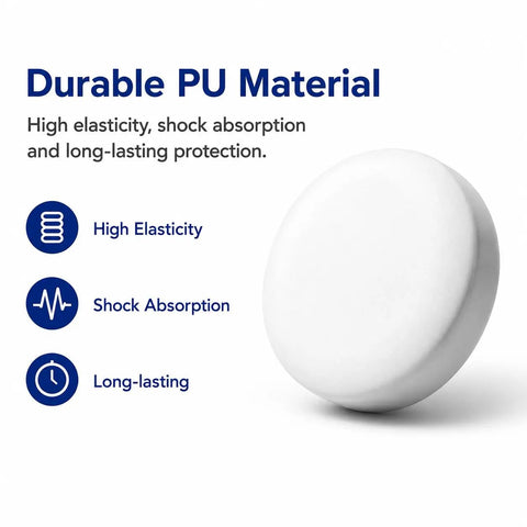 Round PU Door Stop 12 Pack Adhesive No Drill Door Stopper for walls and floors, durable material with high elasticity and shock absorption.