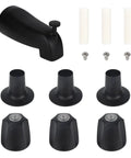 Shower Trim Kit for Three Handle Tub Shower Faucets Matte Black Finish Includes Hot And Cold Knob Handles Diverter Tub Spout