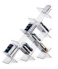 Acrylic Floating Bookshelf With Multi Layer Design Shaped Floor Shelf For Living Room Or Office Transparent Magazine Display And Decor Storage
