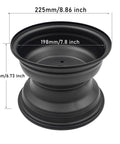 8 Inch Rear Wheel Rim With Three Holes Fits Most ATV Go Kart Off Road Dirt Pit Bike Quad Dirt Bikes Street Bikes Rear Black Heavy Duty Steel Construction Easy To Install And Ready For Rugged Rides, black steel rim dimensions highlighted