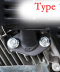 Exhaust Muffler Pipe Mounting Hardware Studs Kit installed on engine, showing Type 1 model with bolts and gasket for mini bike