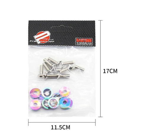 Aluminum M6 Concave Hex Fastener Kit For Automotive Parts, Handy Bolts And Washers For Quick Mounting, Built To Handle Car Body Panels, Engine Bay, And DIY Weekend Projects, 17CM pack