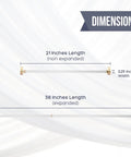 Dimensions of Heavy Duty Swivel Sash Curtain Rods 21 To 38 Inch Telescopic Set Of 2 showing 21 and 38 inches lengths.