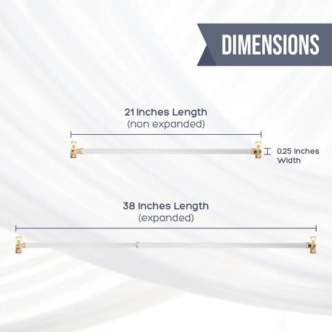 Dimensions of Heavy Duty Swivel Sash Curtain Rods 21 To 38 Inch Telescopic Set Of 2 showing 21 and 38 inches lengths.