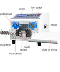 Heavy Duty Automatic Electric Wire Stripper And Cutter Machine Strips Cuts Together Handles Sheathed Cables Point One To Six Millimeter Gauge with display and controls.