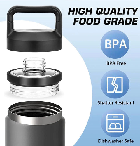 Chug Cap Replacement Screw Top Lid For Rambler Bottle 18oz 26oz 36oz 64oz Built Tough Durable BPA Free Cap Cover Water Bottle Part Accessory Leak Proof Design