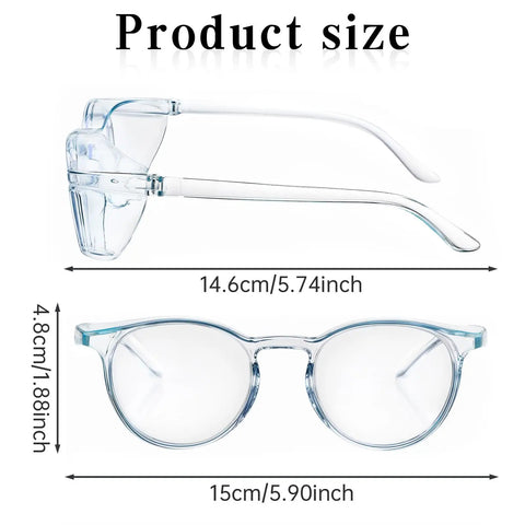 Size dimensions of Two Pack Anti Fog Safety Glasses Goggles Set With Blue Light Blocking And UV Protection Dust Proof Protective Eyewear