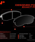 Rock Solid Front Ceramic Brake Pads Compatible With Hyundai Kia 2 Pack diagram with dimensions for precise fit.