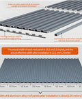 Top-Shelf Heavy-Duty Insulated Aluminum Corrugated Roofing Panels 100 Pack 6.5 Foot Long layered structure displaying dimensions and joints.