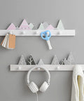 Wall Mounted Rustic Wood Coat Rack With Dope Key Storage Hooks Keeps Your Gear Neat Solid Wall Organizers For Coats Hats Towels Makes Any Entryway Look Sharp And Clean featuring a whimsical mountain design.