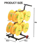 Portable Wire Spool Rack Dispenser For Heavy Duty Electrical Industrial And Retail Use Keeps Multiple Spools Organized And Accessible Reduces Clutter On Your Workbench Durable Steel Frame 49 By 74 By 90 Cm with yellow spools