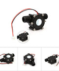 10W Water Turbine Generator with durable plastic shell, side and top views for Micro Hydroelectric Power Portable Outdoor use