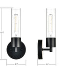 Black Wall Sconce With LED Bulb, Modern Industrial Vanity Light Fixture For Bathroom, Hallway, Bedroom, 13" height.