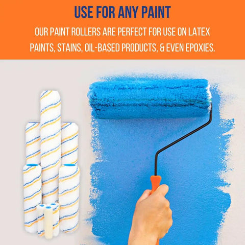 Pro Grade 14 Inch Microfiber Paint Roller Covers Bulk Pack Of 48 With One Half Inch Nap For Smooth Wall And Ceiling Finishes in use painting