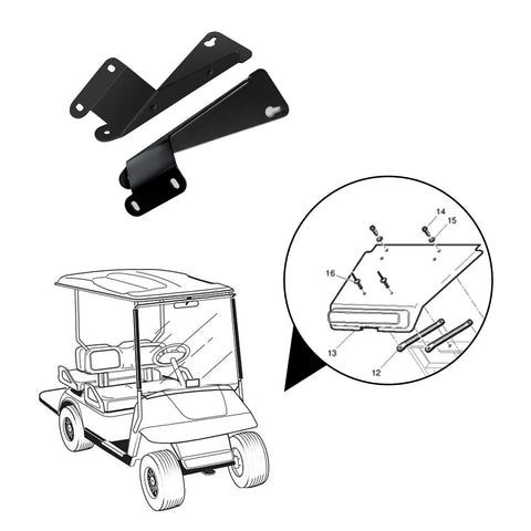 EZGO TXT LED Golf Cart Headlight Bar Bracket Kit for easy install and plug and play mounts, includes aluminum brackets.