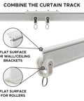 Flexible Aluminum Ceiling Curtain Track 13.1ft Bendable Wall Mount Kit, Heavy Duty Alloy Curtain Rail for Easy Install, No Cracking, Durable Metal Rod Alternative for Living Room, Bedroom, Office, flat surface wall/ceiling brackets