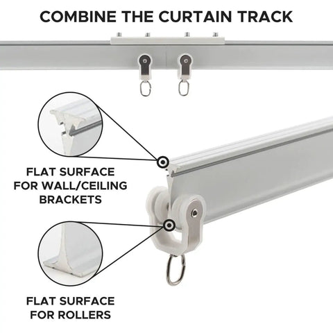 Flexible Aluminum Ceiling Curtain Track 13.1ft Bendable Wall Mount Kit, Heavy Duty Alloy Curtain Rail for Easy Install, No Cracking, Durable Metal Rod Alternative for Living Room, Bedroom, Office, flat surface wall/ceiling brackets
