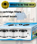 Three Pack HEPA Dry Vacuum Filter Kit For M18 Compact Vacuum 0882-20, Includes 3 Replacement Filters 49-90-1951, 49-90-0160 And A Small Brush displayed on packaging