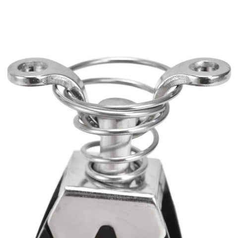 Close-up of Rugged Nylon Sheave Block Head for Sailboats and Fitness Gear, 316 Stainless Marine Grade structure and loop