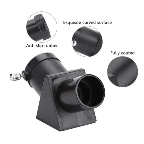 45 Degree Telescope Eyepiece Diagonal Prism for Refracting Telescopes 0.96 Inch 24.3mm Erecting Mirror with annotations