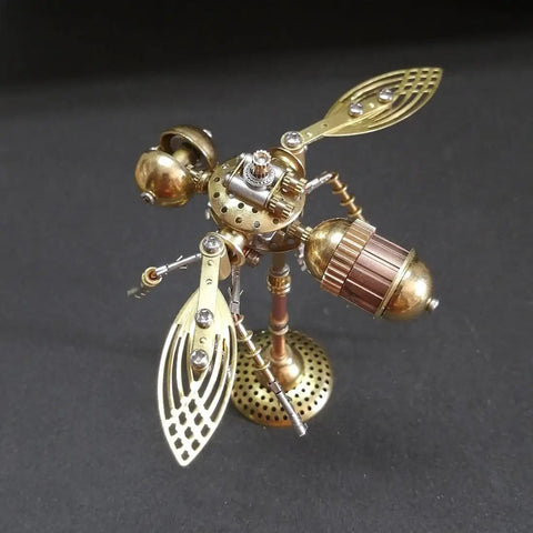 Steampunk 3D Mechanical Bee Model Kit With 158 Pieces, DIY Insect Puzzle For STEM Fans, Teens And Adults, Cool Desk Display Sculpture With Exposed Gears, Layered Wings And Working Details; metal ABS bee model
