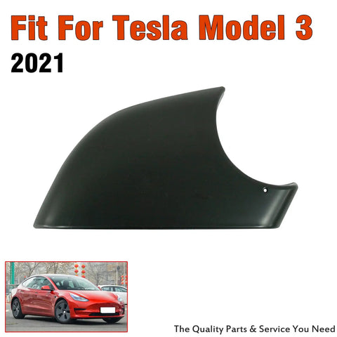 Top Notch Right Side Rearview Mirror Lower Cover Cap For Tesla Model 3 2017 Through 2022 clean black plastic replacement part.