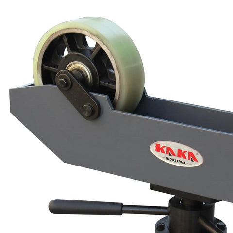 Heavy Duty Pipe Support Roller Stand Making Round Pipe Welding And Fabrication No Sweat With Adjustable Height Handling Up To 992 Pounds close-up of poly roller
