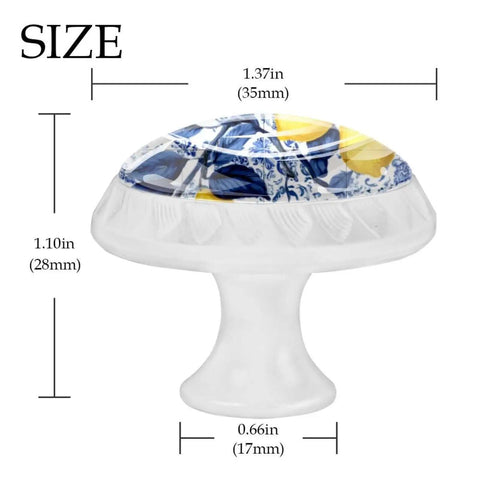 Go To Fresh Yellow Lemon Cabinet Knobs Set Of Four Crystal Glass Drawer Pulls With Navy Leaves Dope Top Tier Hardware For Kitchen Dresser Kids Room, shown from the side with dimensions.