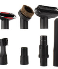 Seven Piece Vacuum Attachments Kit With Hose Adapter, Crevice Tool, Upholstery Tool, Dust Brush, Nozzles and Replacement Heads