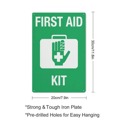 Emergency Medical Supplies Sign For Office, Shop, Or Home Use Rugged 8x12 Inch Aluminum Warning Plate with first aid kit symbol