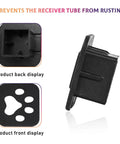 2 Inch Trailer Hitch Cover With Silicone Plug For 2 Inch Receivers Square Dustproof Tow Tube Cap Universal Hitch Cover For Most Vehicles And SUVs Cat Paw Style Durable Scratch Resistant Silicone showing front, side, back views