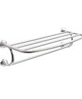 Eva 24 Inch Hotel Style Towel Shelf With Towel Bar In Chrome Finish Wall Mounted Bathroom Organizer For Towels And Accessories