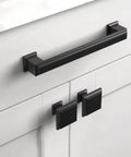 Matte Black Kitchen Cabinet Pulls Set Of 10 5 Inch Metal Cabinet Handles for cupboards and drawers, installed on white cabinet doors