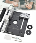 Heavy Duty Aluminum Router Table Insert Plate For Woodworking Routers Rock Solid Precision Mount with guide fence and accessories.