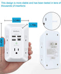 Two Pack USB Wall Charger Surge Protector with Five Outlets and Four USB Ports Including USB C for Home Office Use White