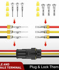 3 Pin Waterproof Electrical Connector Set for Cars, Trucks, Motorcycles and Marine Boats showing terminals and wires