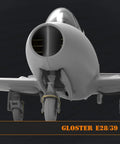 Front view of Gloster E28/39 Pioneer 1 to 72 scale aircraft model kit with 84 plastic parts, showcasing detailed nose section.