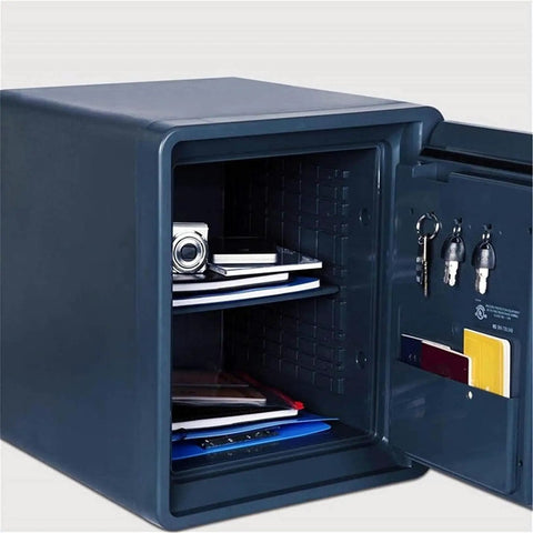 Epic Waterproof and Fireproof In-Wall Safe with Killer Mechanical Code Lock for Rock-Solid Home and Office Protection, open view with shelves.
