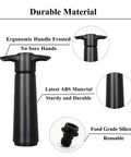 Keep Wine Fresh Up To 7 Days With This Reusable Vacuum Pump And Four Stopper Set featuring ergonomic ABS pump and silicone stoppers.