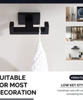 Double Towel Hook Matte Black Stainless Steel Bathroom Towel Holder Wall Mount For Towels Robes Coats And Bags SUS304 Durable Design With 40mm Depth Non Slip Easy Hang No Fuss Heavy Duty Finish