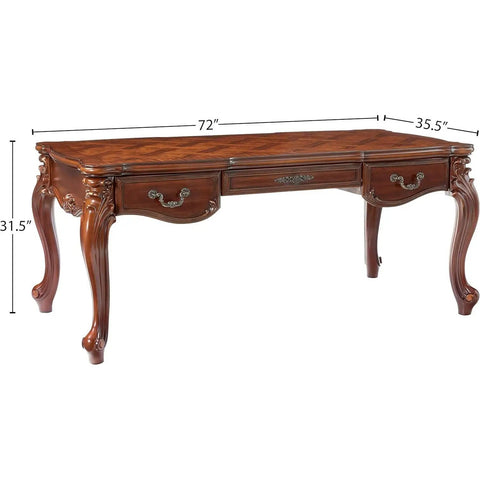 Heavy Duty Cherry Oak Finish Executive Desk Legs with carved details, 72" long, 31.5" high, premium wood for office setup.