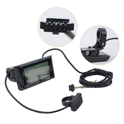 Versatile LCD Display Meter Panel for Electric Bikes and Ebikes with 5 Pin Connector and mounting components