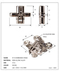 Invisible 180 Degree Alloy Hinge For Doors And Furniture, Concealed Folding Cross Hinge For Cabinets, Gates, And Countertops