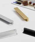 10 Pack 4 Inch Gold Cabinet Handles Finger Pulls Edge Pulls For Cabinets And Drawers Slick Flat Hidden Hardware for kitchen cupboard