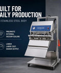 Big Time Vertical Pneumatic Vacuum Sealer With Wide 600mm Stainless Steel Sealing Bar And Rolling Cart for easy food prepping.