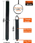 Diagram of Extension Cord Holder Organizer 4 Pack Large 16 Inch Heavy Duty Storage Straps with Triangle Buckle and specifications.