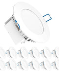 12 Pack Ultra Thin 4 Inch LED Recessed Downlights With Integrated Junction Box, Damp Rated, Dimmable Canless Slim Ceiling Lights